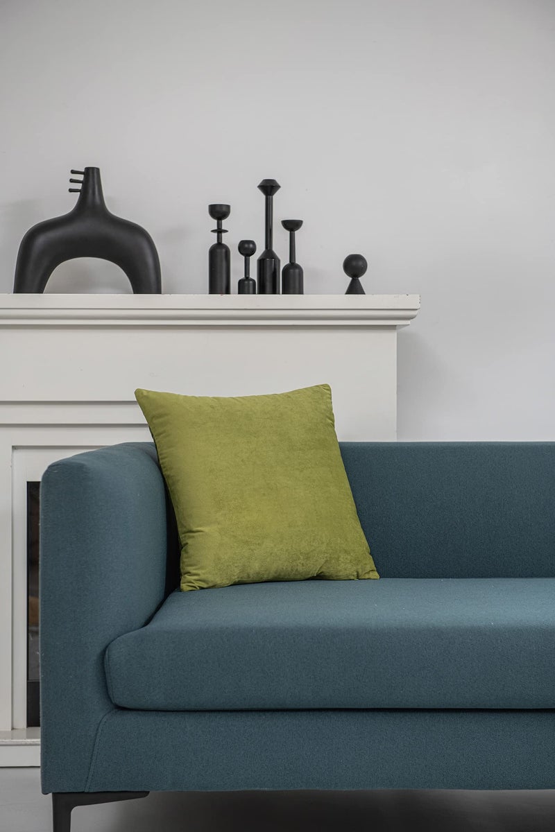 DEZENE Throw Pillow Covers 16x16 Chartreuse: Pack of 2 Cozy Soft Velvet Square Modern Luxury Decorative Throw Pillow Cases for Sofa Couch Living Room Bed Home Decor - Image 3